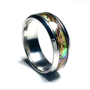 Simulated & Sleek Opal Inlay Mens Ring
